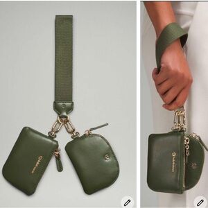 Lululemon Dual Pouch Wristlet *Leather Alternative Color Barracks Green/Gold NWT